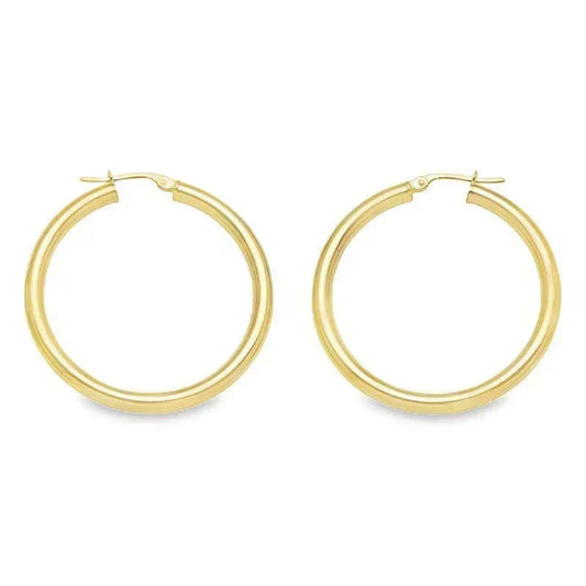 10K, 14K Yellow Gold 3mm Classic Hoop Earrings