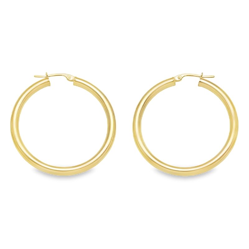 10K, 14K, 18K Yellow Gold 3mm Classic Hoop Earrings