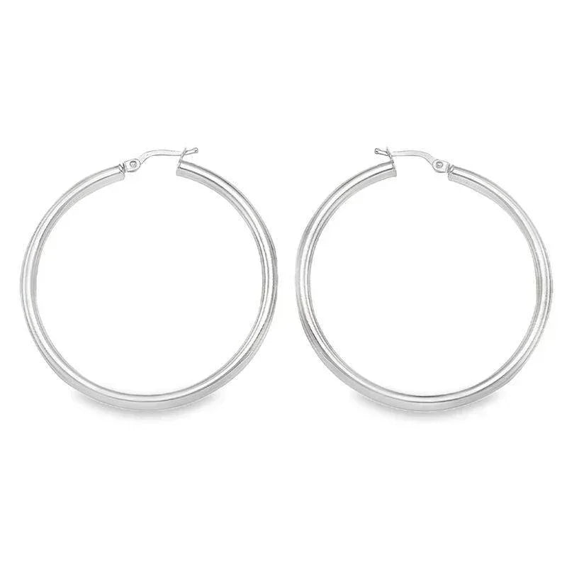 3mm Tube High Polish Classic Hoop Earrings in 10K, 14K Yellow Gold