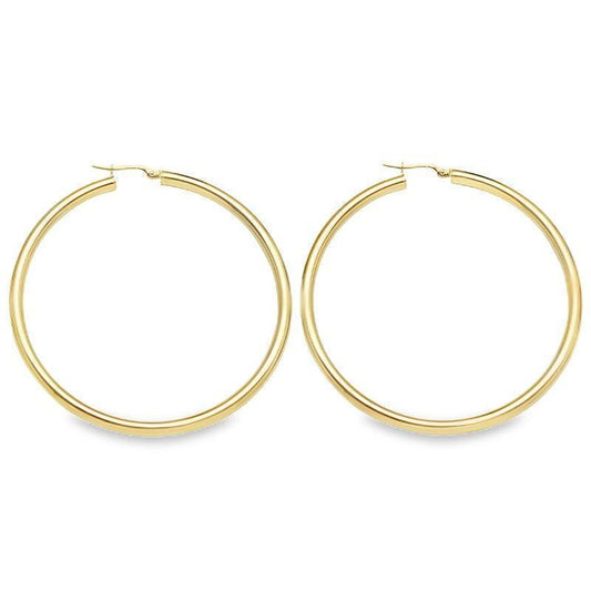 3mm Tube High Polish Classic Hoop Earrings in 10K, 14K Yellow Gold