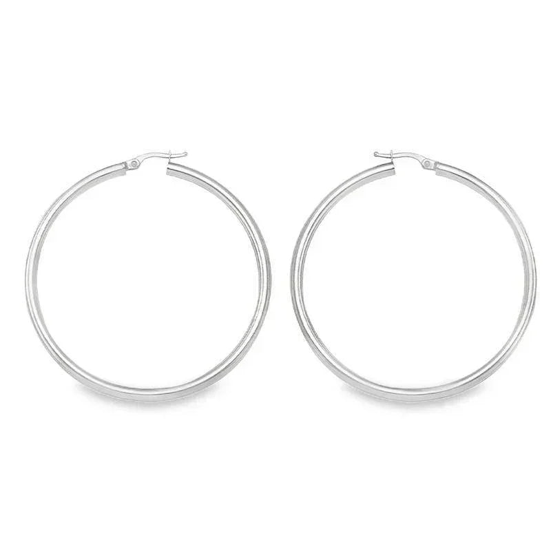 10K, 14K Yellow Gold High Polish 3mm Tube Classic Hoop Earrings
