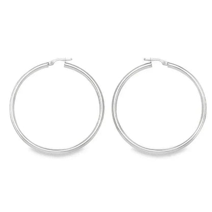 10K, 14K Yellow Gold High Polish 3mm Tube Classic Hoop Earrings
