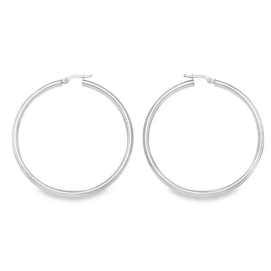 10K, 14K Yellow Gold High Polish 3mm Tube Classic Hoop Earrings