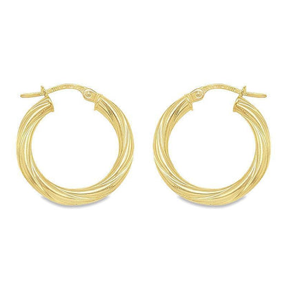 3mm Twisted Tube Hoop Earrings in 10K, 14K Yellow Gold