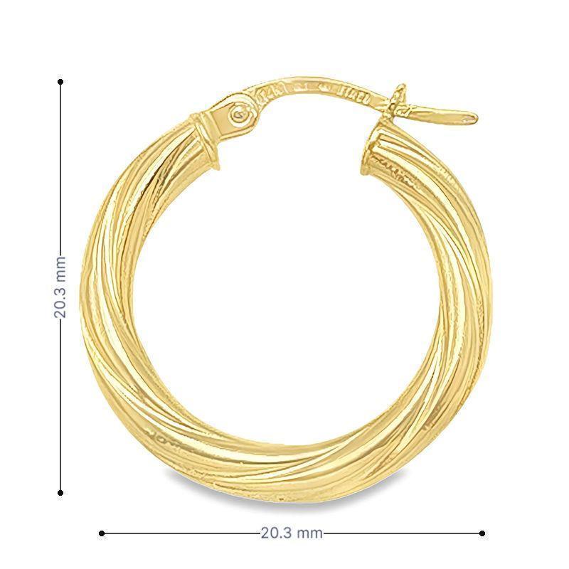 3mm Twisted Tube Hoop Earrings in 10K, 14K Yellow Gold