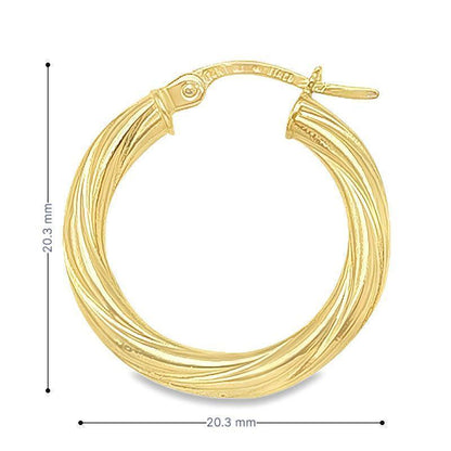 3mm Twisted Tube Hoop Earrings in 10K, 14K Yellow Gold
