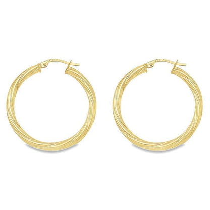 Twisted 3mm 10K, 14K Yellow Gold Tube Hoop Earrings