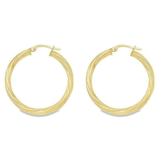 Twisted 3mm 10K, 14K Yellow Gold Tube Hoop Earrings