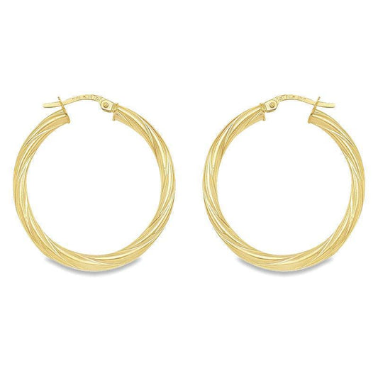 3mm 10K, 14K Yellow Gold Twisted Tube Hoop Earrings