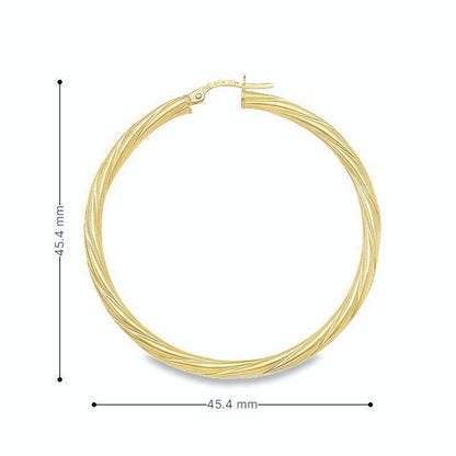 3mm 10K, 14K Yellow Gold Twisted Tube Hoop Earrings