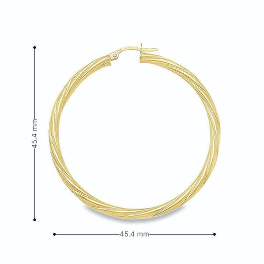 3mm 10K, 14K Yellow Gold Twisted Tube Hoop Earrings