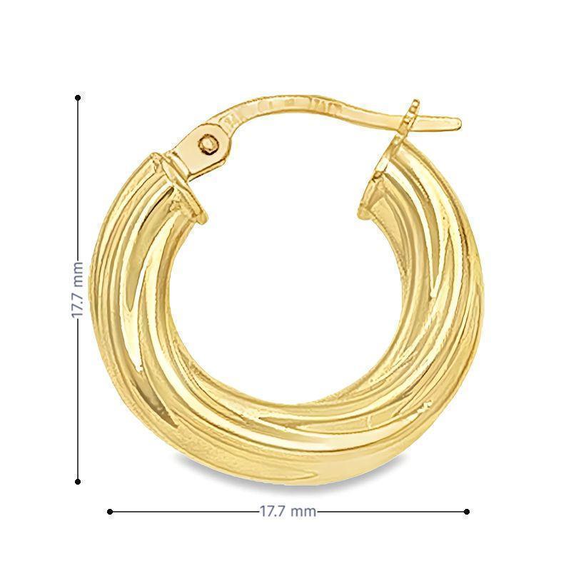 10K, 14K Yellow Gold Twisted 4MM Tube Hoop Earrings