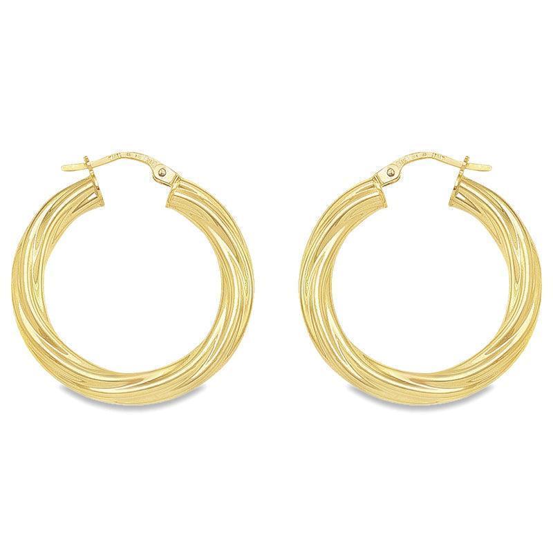4MM Twisted Tube Hoop Earrings in 10K, 14K Yellow Gold