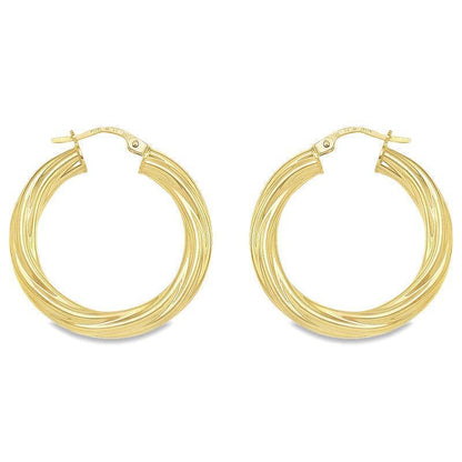 4MM Twisted Tube Hoop Earrings in 10K, 14K Yellow Gold