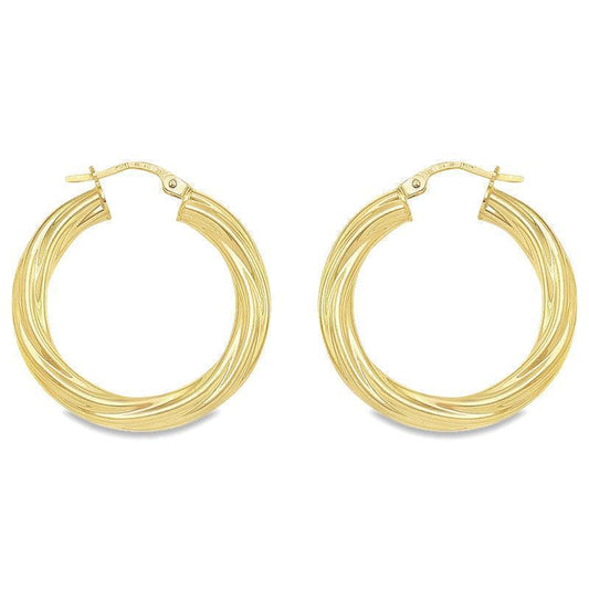 4MM Twisted Tube Hoop Earrings in 10K, 14K Yellow Gold