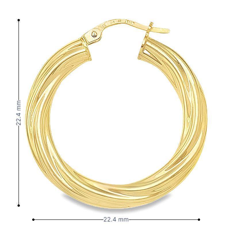 4MM Tube Twisted Hoop Earrings in 10K, 14K Yellow Gold