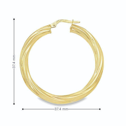 10K, 14K Yellow Gold 4MM Twisted Tube Hoop Earrings