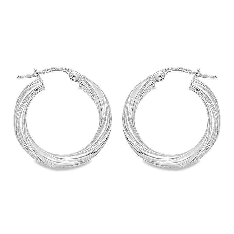 3mm Twisted Tube Hoop Earrings in 10K, 14K White Gold