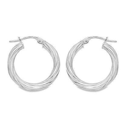 3mm Twisted Tube Hoop Earrings in 10K, 14K White Gold