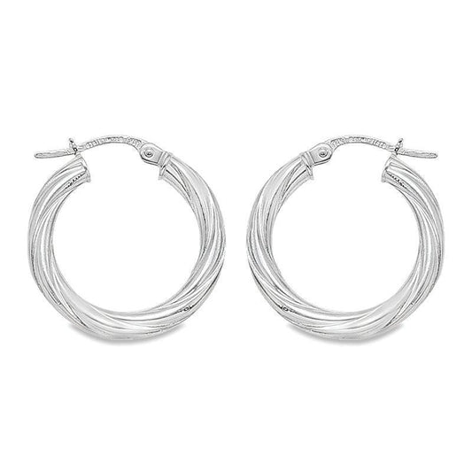 3mm Twisted Tube Hoop Earrings in 10K, 14K White Gold