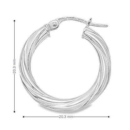 3mm Twisted Tube Hoop Earrings in 10K, 14K White Gold