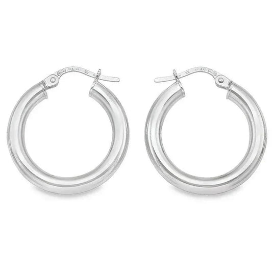 3mm Tube High Polish Hoop Earrings in 10K, 14K White Gold