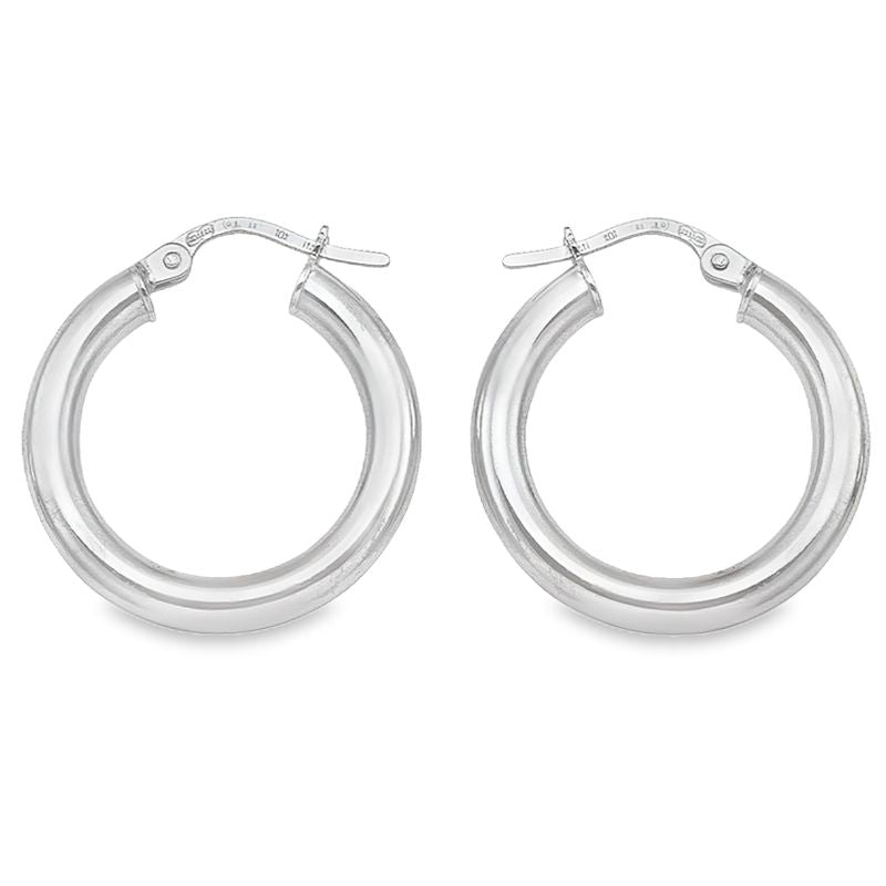 3mm Tube High Polish Hoop Earrings in 10K, 14K, 18K White Gold