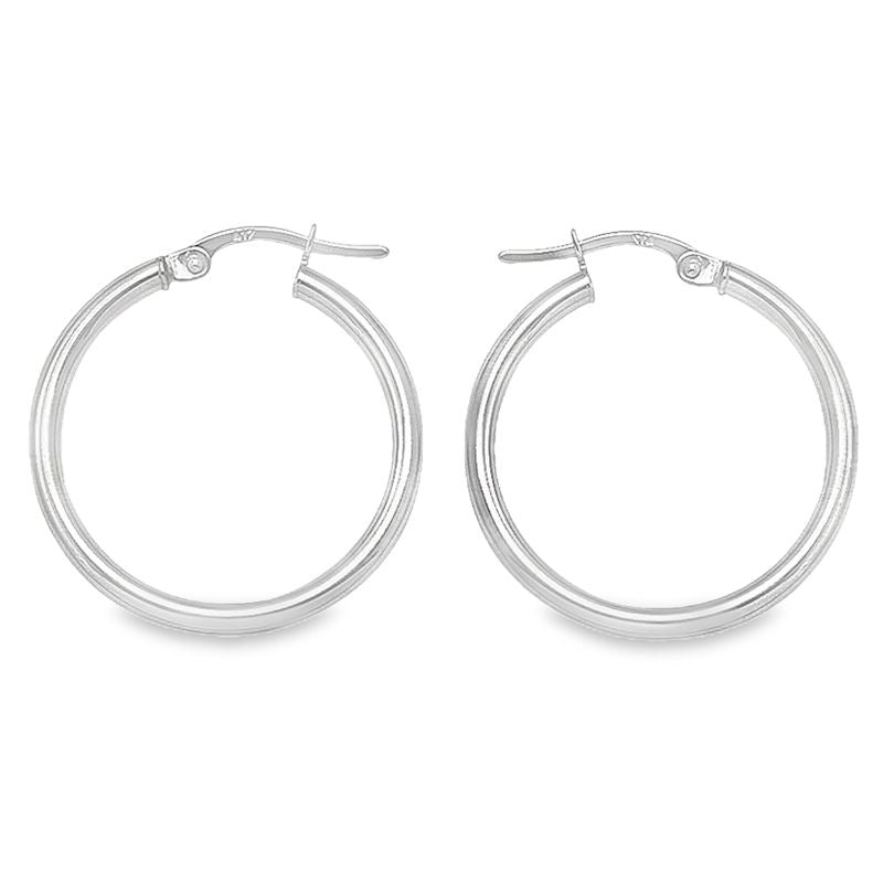 10K, 14K, 18K White Gold High Polish 2mm Tube Hoop Earrings