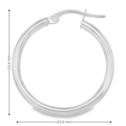 10K, 14K White Gold High Polish 2mm Tube Hoop Earrings