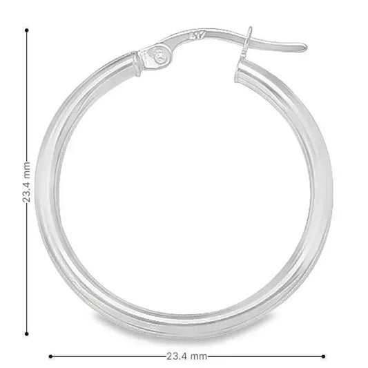 10K, 14K White Gold High Polish 2mm Tube Hoop Earrings