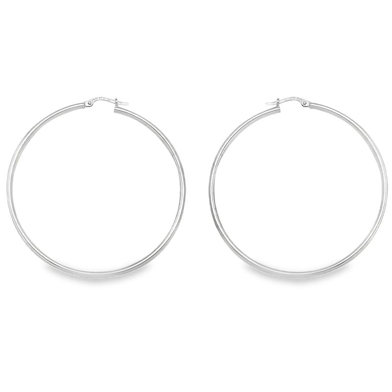 10K, 14K, 18K White Gold High Polish Plain 2mm Tube Hoop Earrings