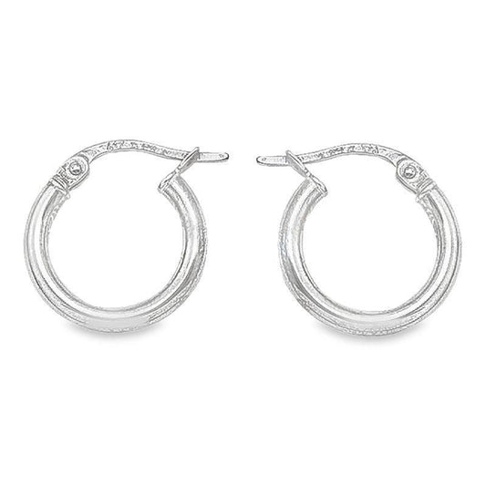 10K, 14K White Gold High Polish Plain 2mm Tube Hoop Earrings