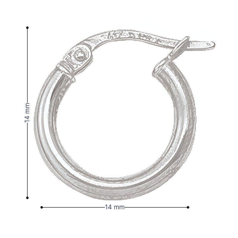 10K, 14K White Gold High Polish Plain 2mm Tube Hoop Earrings