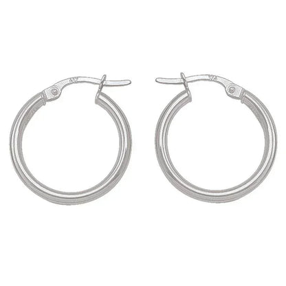 2mm Tube High Polish Plain Hoop Earrings in 10K, 14K White Gold