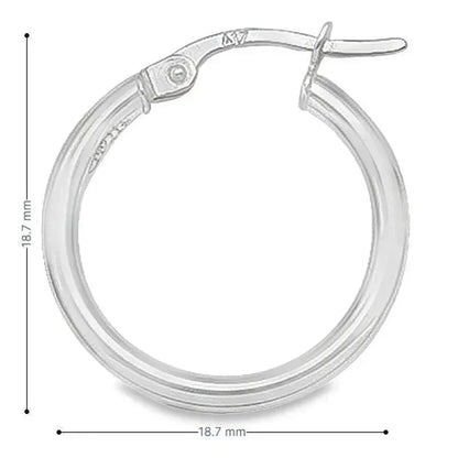 2mm Tube High Polish Plain Hoop Earrings in 10K, 14K White Gold