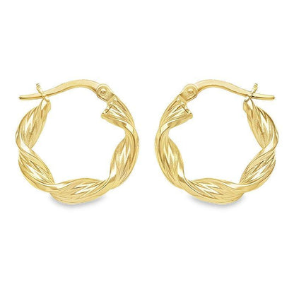 10K, 14K Yellow Gold 3.4 MM Twisted Hoop Earrings