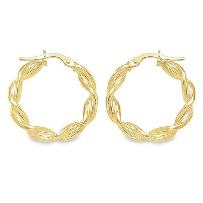 10K, 14K Yellow Gold 3.4 MM Twisted Hoop Earrings