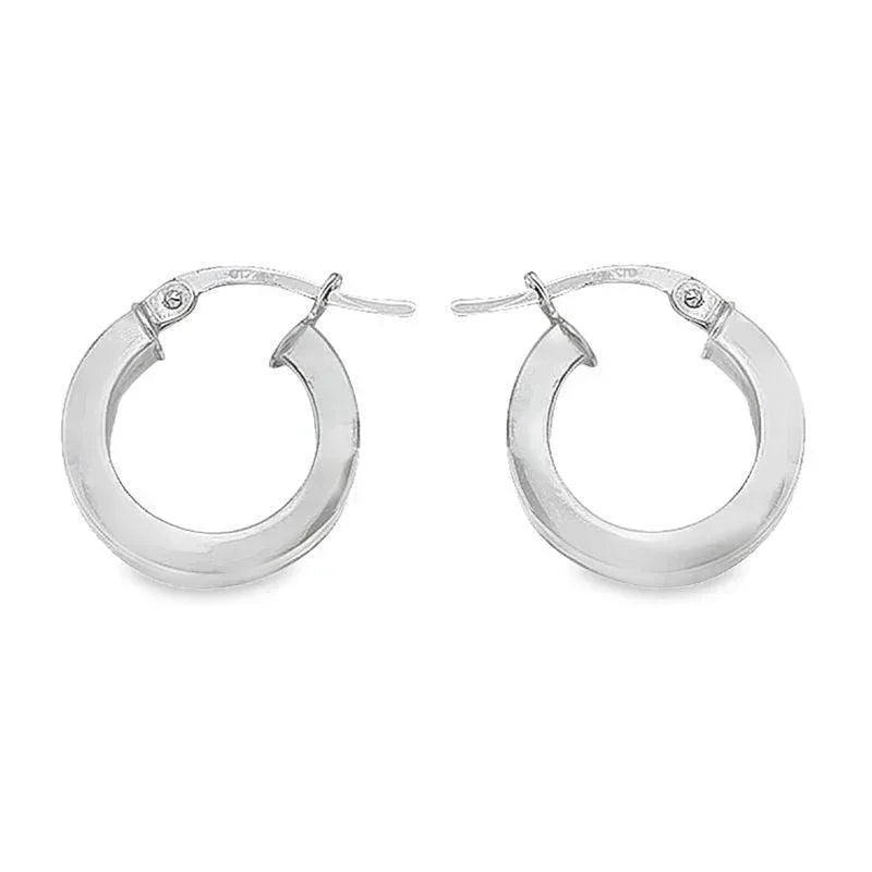 2.5 MM Square Tube Hoop Earrings In 10K, 14K White Gold