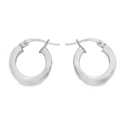 2.5 MM Square Tube Hoop Earrings In 10K, 14K White Gold