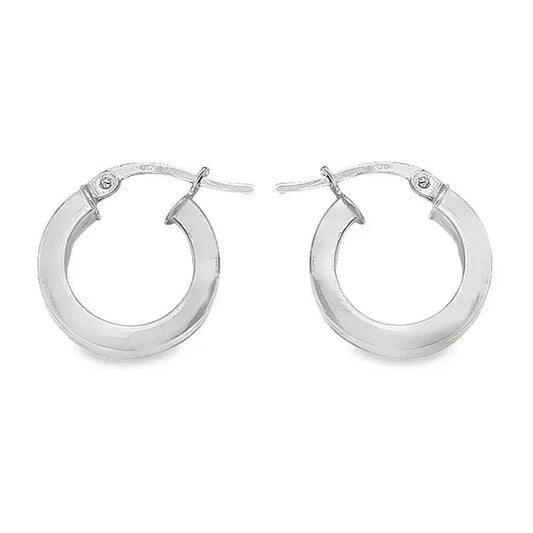2.5 MM Square Tube Hoop Earrings In 10K, 14K White Gold