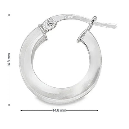 2.5 MM Square Tube Hoop Earrings In 10K, 14K White Gold