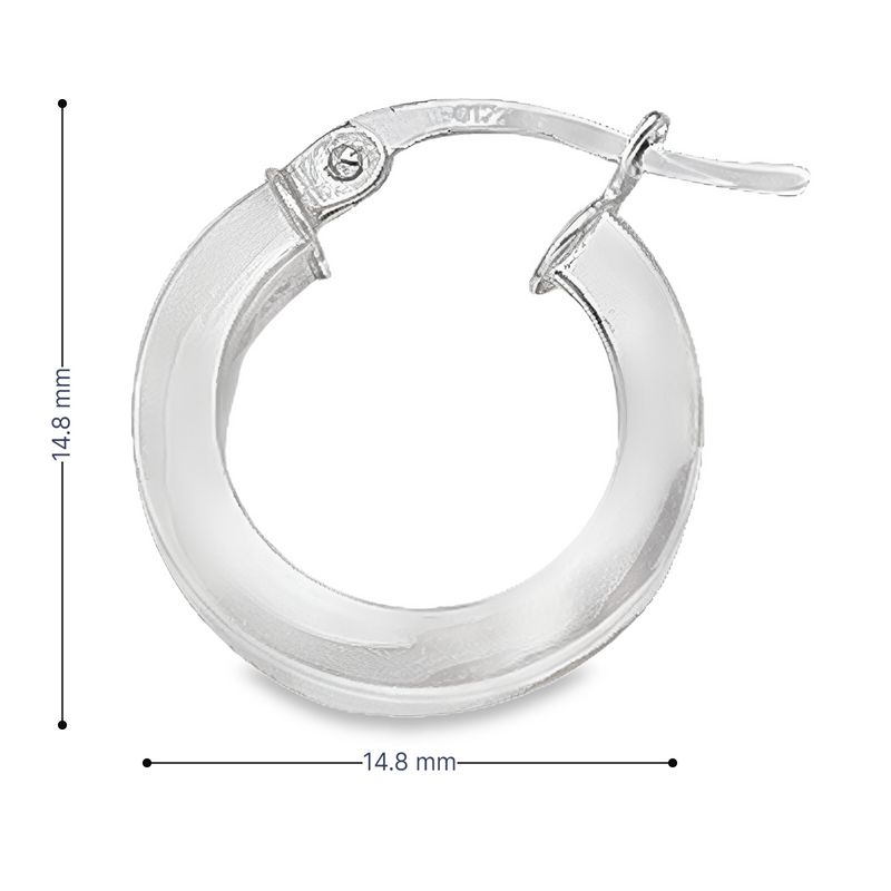 2.5 MM Square Tube Hoop Earrings In 10K, 14K, 18K White Gold