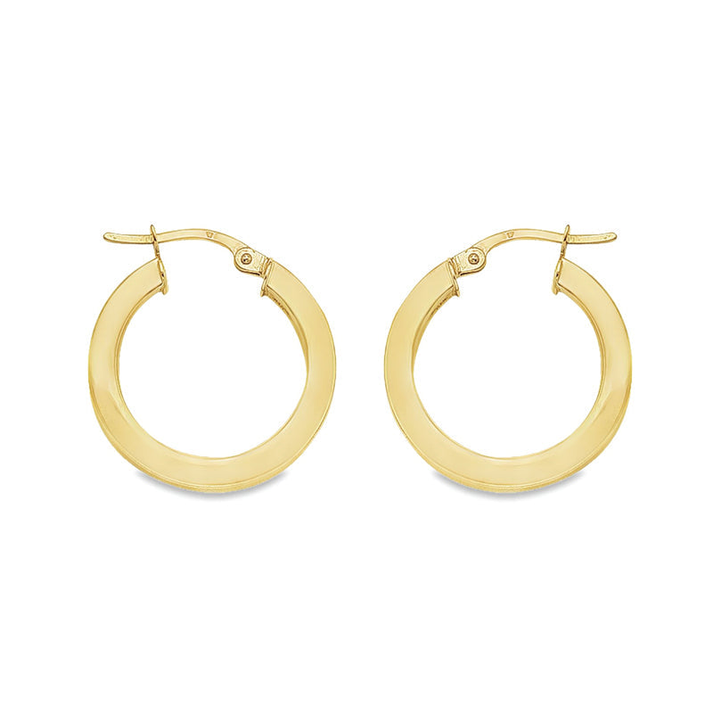 2.5 MM Square Tube Hoop Earrings In 10K, 14K and 18K Yellow Gold 