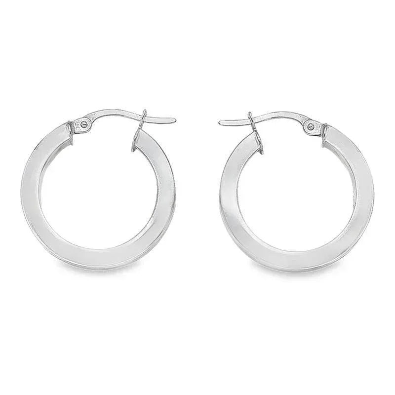 10K, 14K White Gold 2.5 MM Square Tube Hoop Earrings