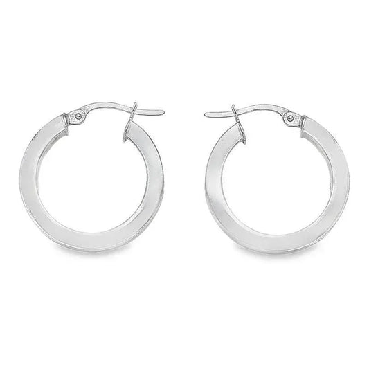 10K, 14K White Gold 2.5 MM Square Tube Hoop Earrings