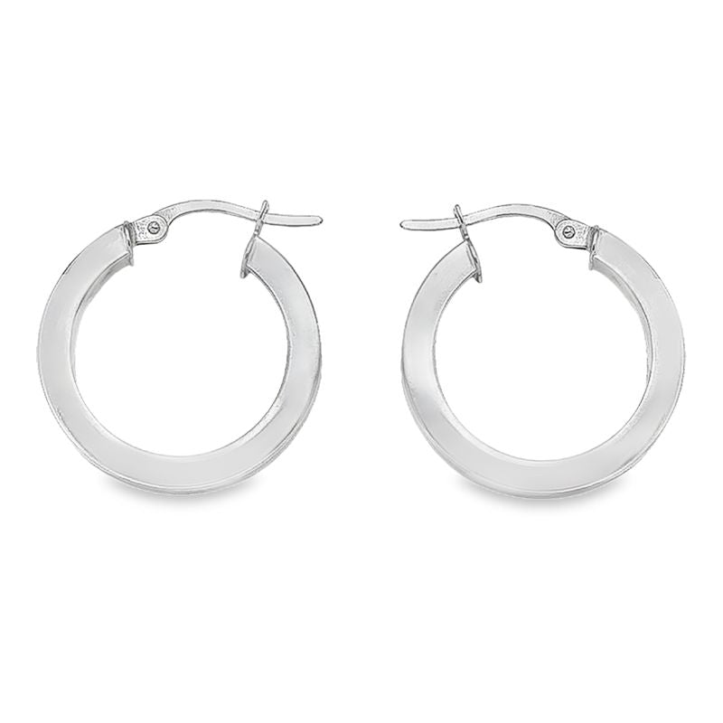 10K, 14K, 18K White Gold 2.5 MM Square Tube Hoop Earrings