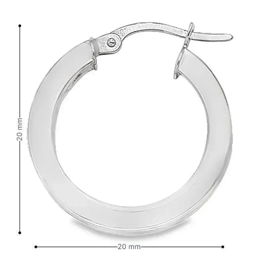 10K, 14K White Gold 2.5 MM Square Tube Hoop Earrings