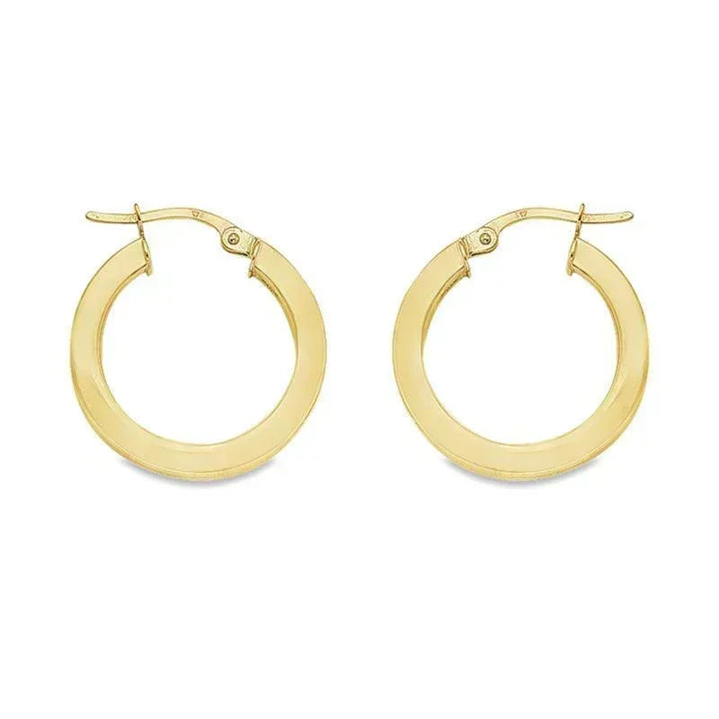 10K, 14K Yellow Gold 2.5 MM Square Tube Hoop Earrings