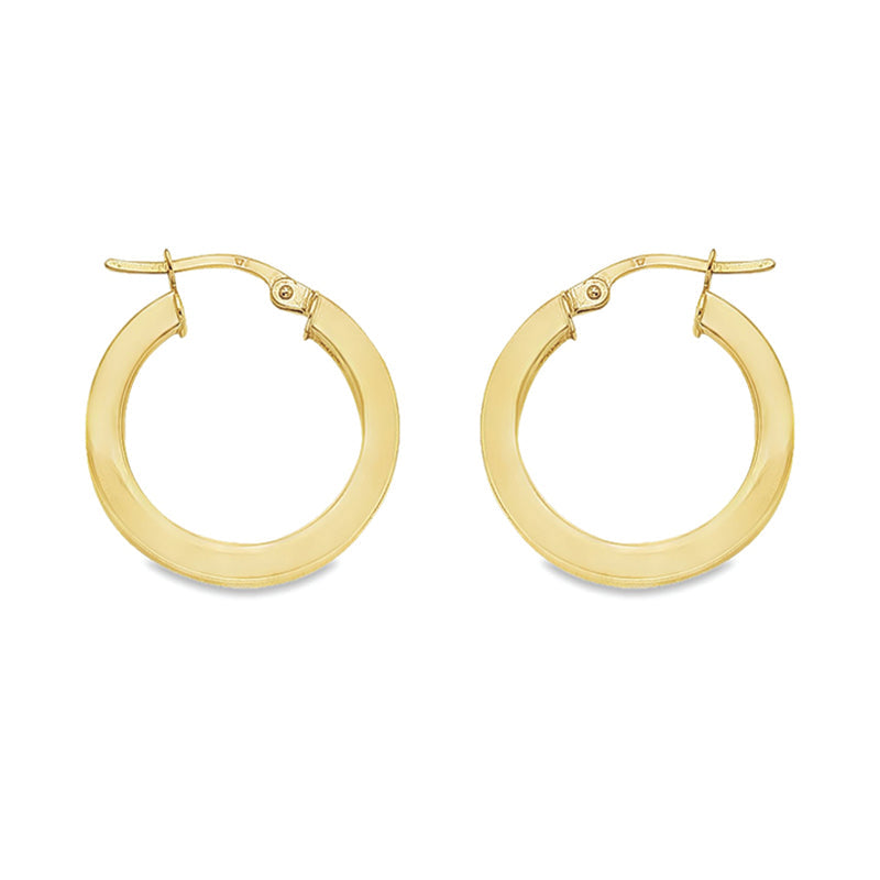 10K, 14K and 18K Yellow Gold 2.5 MM Square Tube Hoop Earrings