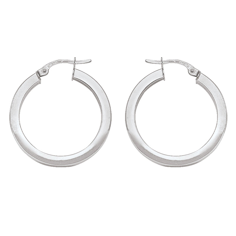 2.5 MM Square Tube With 10K, 14K, 18K White Gold Hoop Earrings